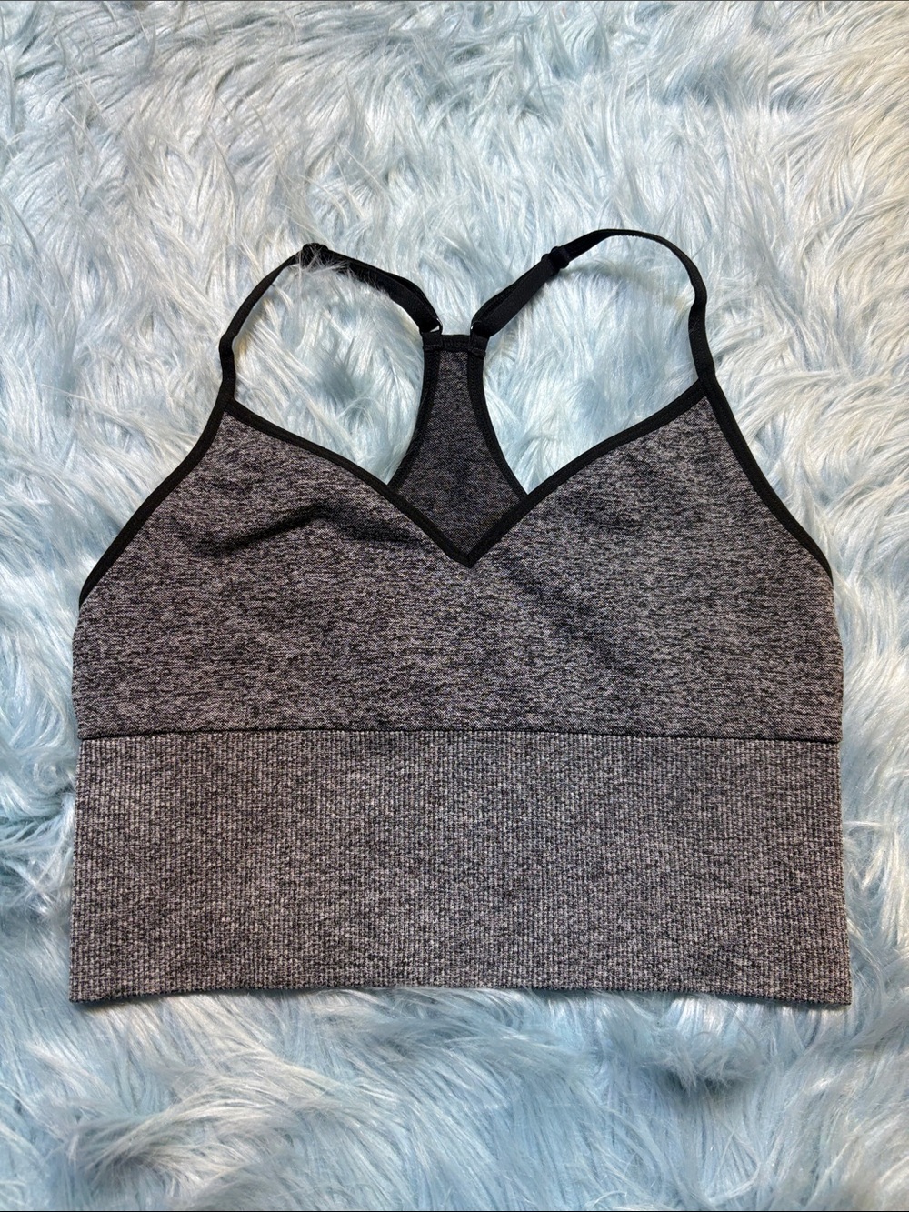 PINK Active Victoria’s Secret Seamless Longline Sports Bra Grey Black Sz S